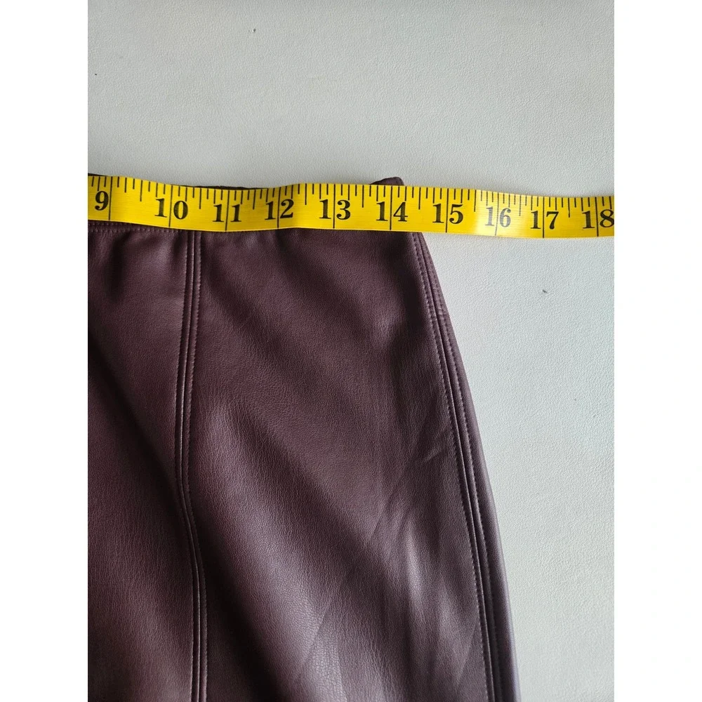 Victoria's Secret Burgundy Faux Leather Flare Pants L Y2K Office Siren 90s Chic